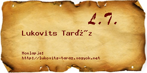 Lukovits Taráz névjegykártya